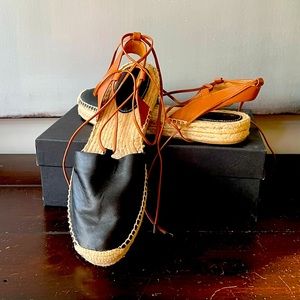 NWB Coach espadrilles, lace up / leather